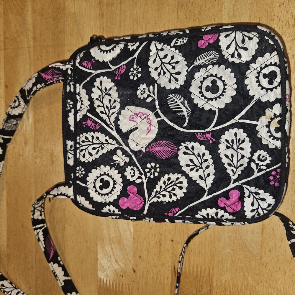 Vera Wang DISNEY Floral Black and Pink Crossbody Bag